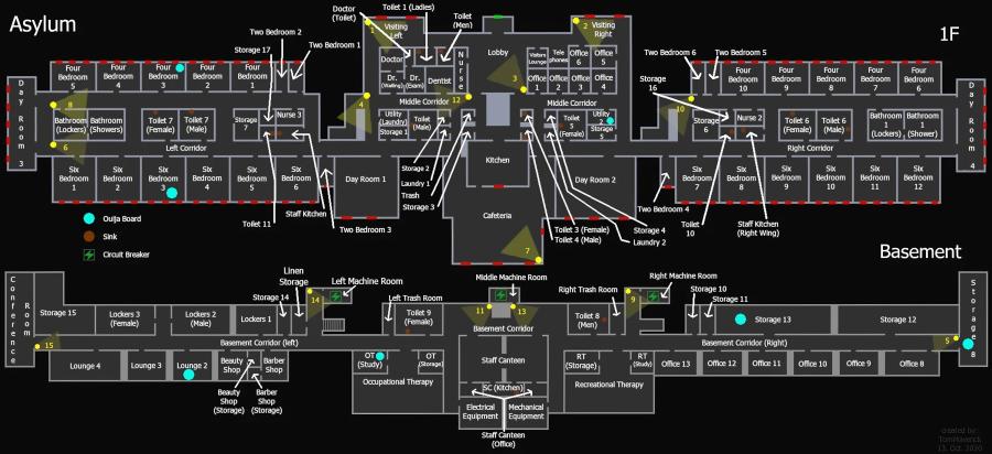 A picture of the Asylum map in Phasmophobia