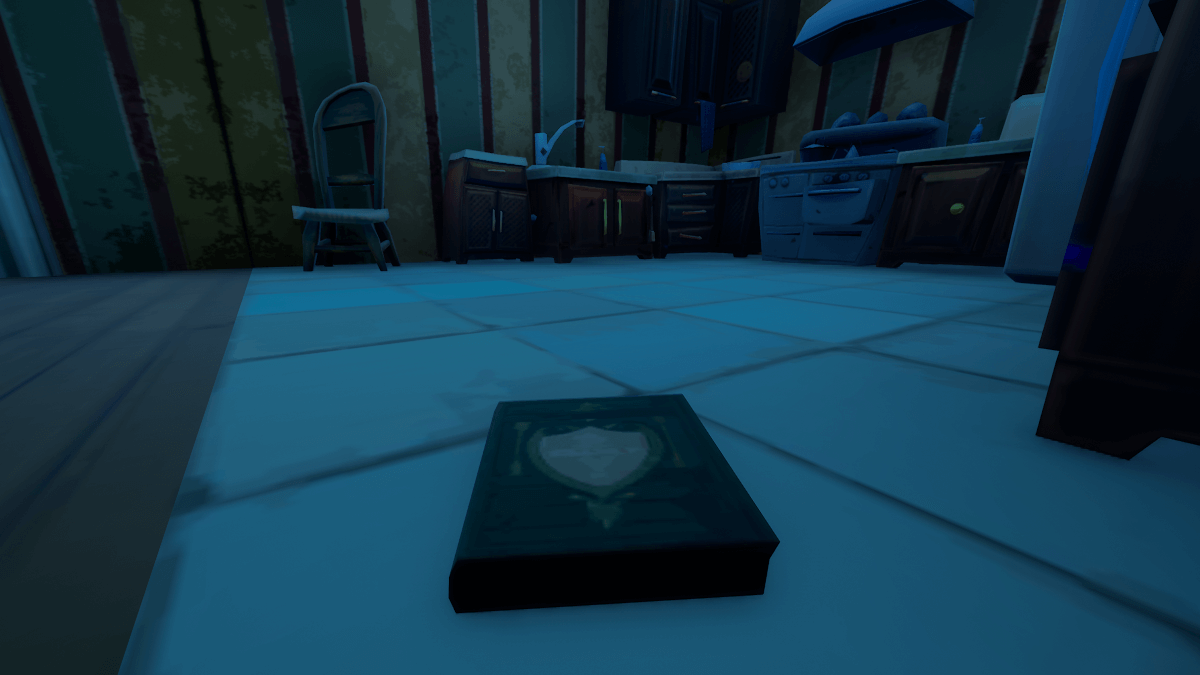 A closeup view of a cookbook in Fortnite.