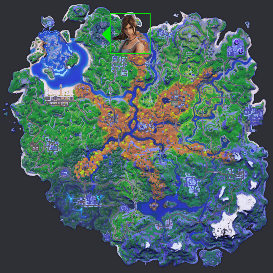 Lara Croft's location in Fortnite.