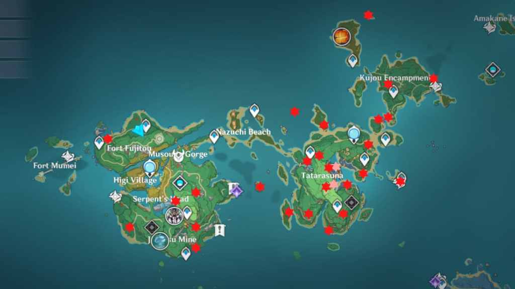 Inazuma (Kannazuka Island and Yashiori Island) Time Trial Locations in Genshin Impact