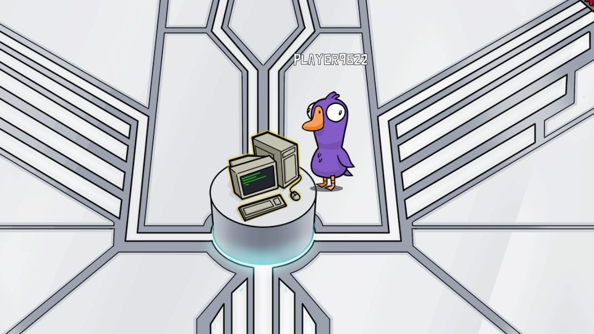 A Goose Near a Computer in Goose Goose Duck.