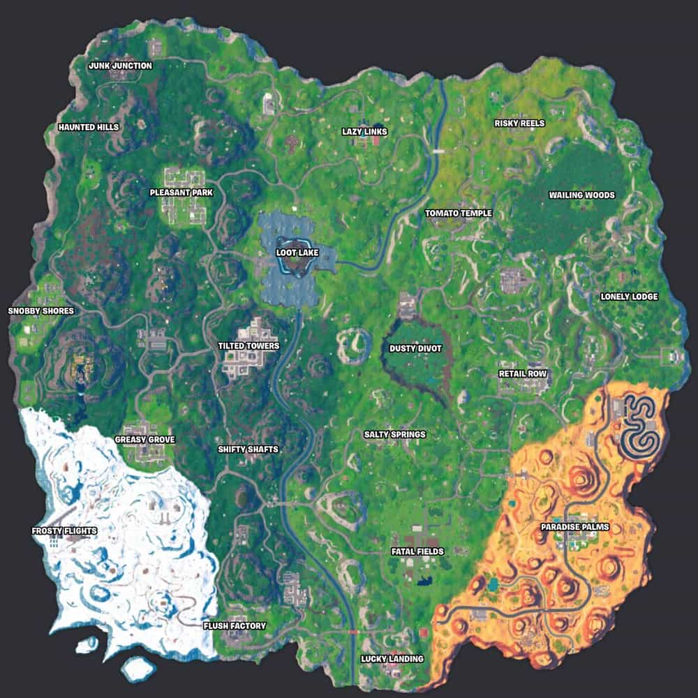 All POIs and Named Locations in Fortnite OG Map (Chapter 4 Season 7-8 ...