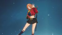 Hunter Emma Laurent from Solo Leveling Arise dressed in red jacket and black skirt