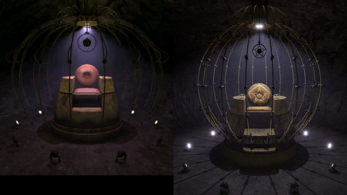 Image comparison of old and new graphics of Riven.