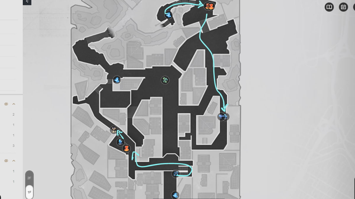 Rivet town Acheron EXP farming route map