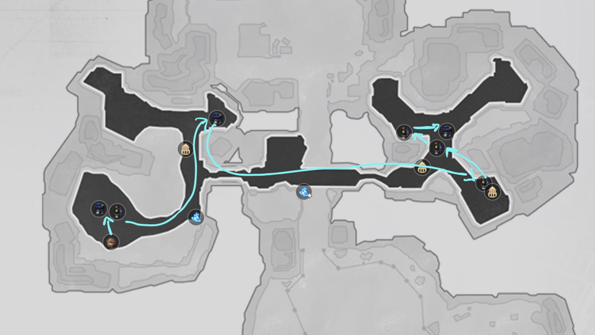 Robot settlement Acheron EXP farming route map