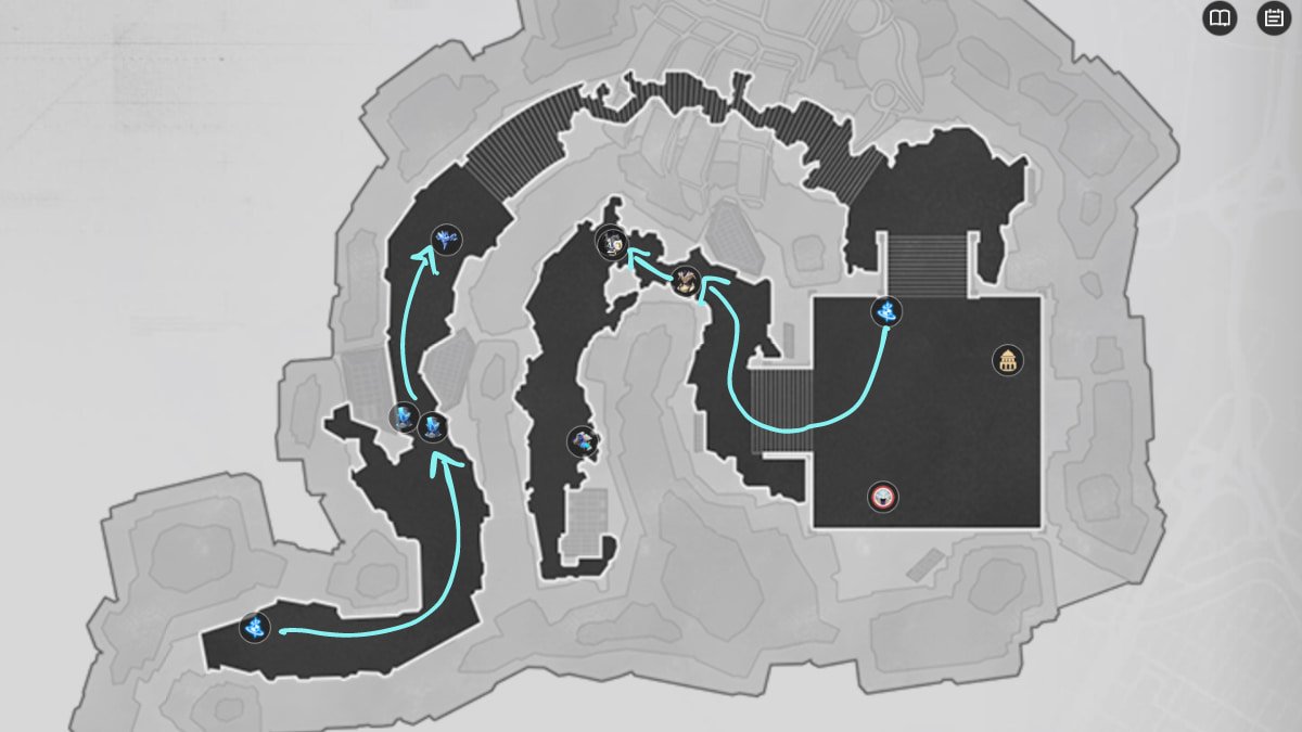 Everwinter Hill Acheron EXP farming route map