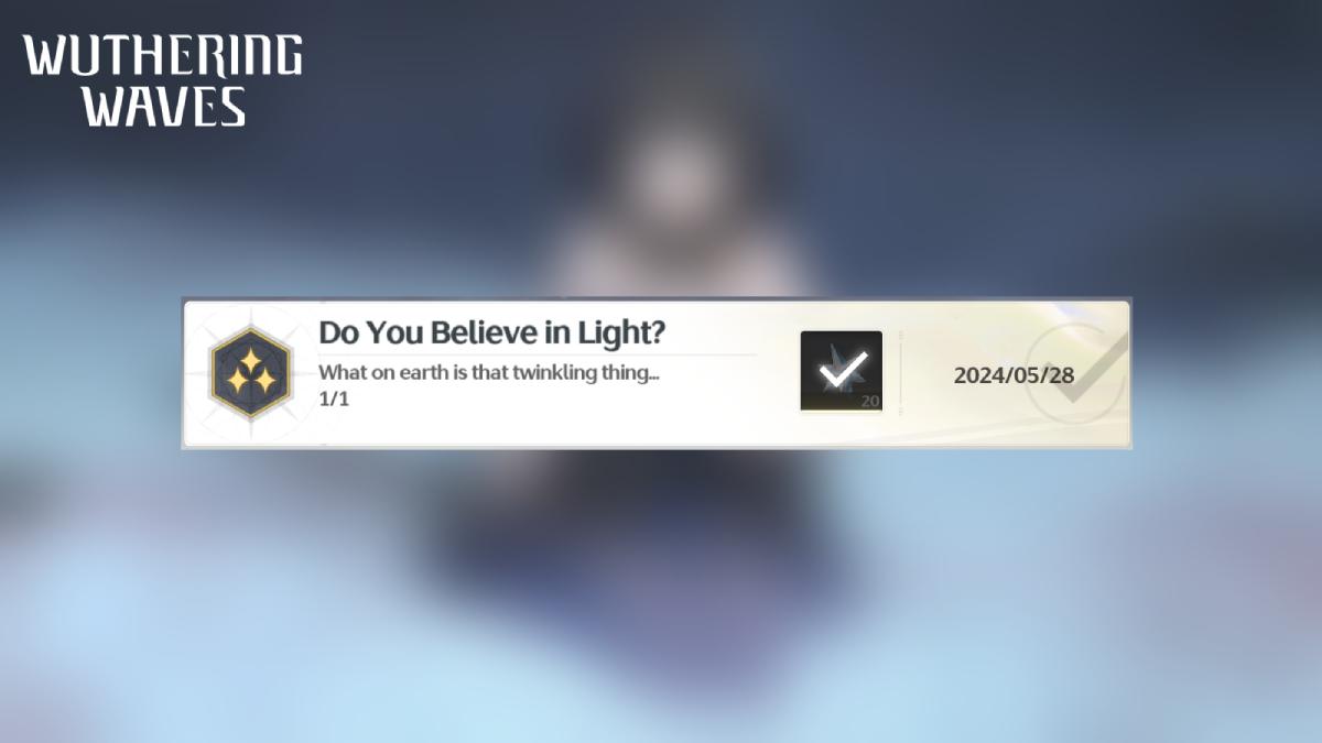 Do You Believe in Light achievement and Wuthering Waves logo in the frame