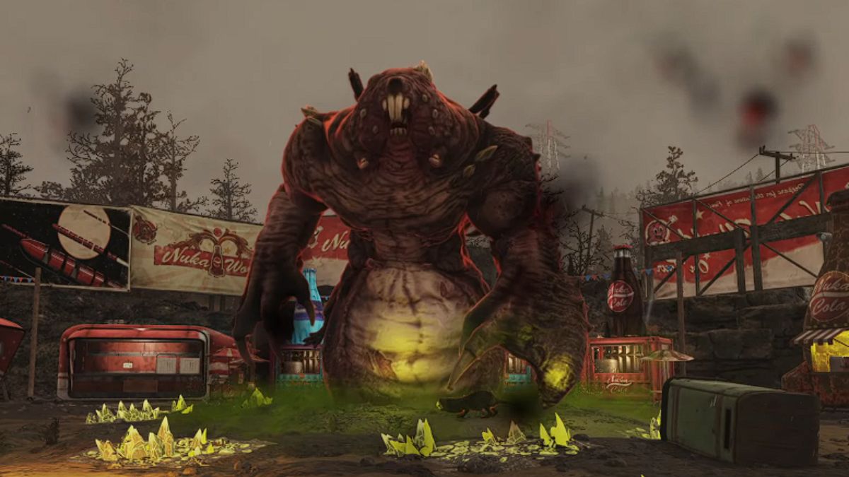 The Ultracite Titan being summoned in Fallout 76