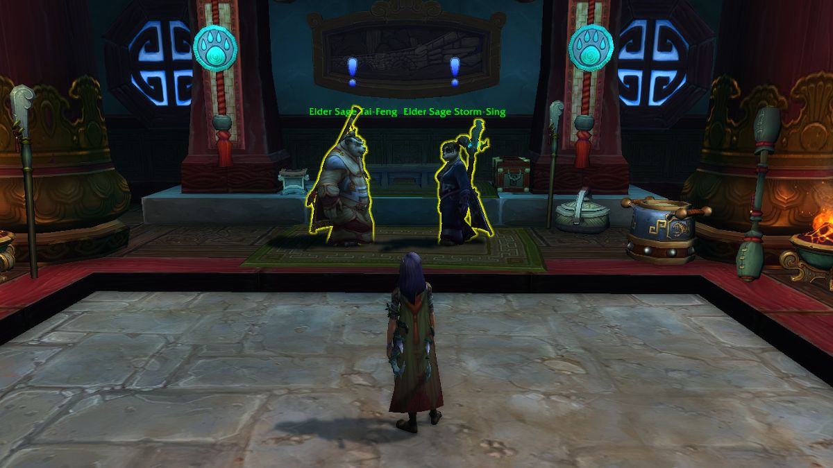 A player standing in front of August Celestial quest givers