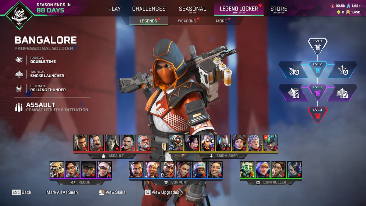 Bangalore in Apex Legends being viewed in Legend Locker screen