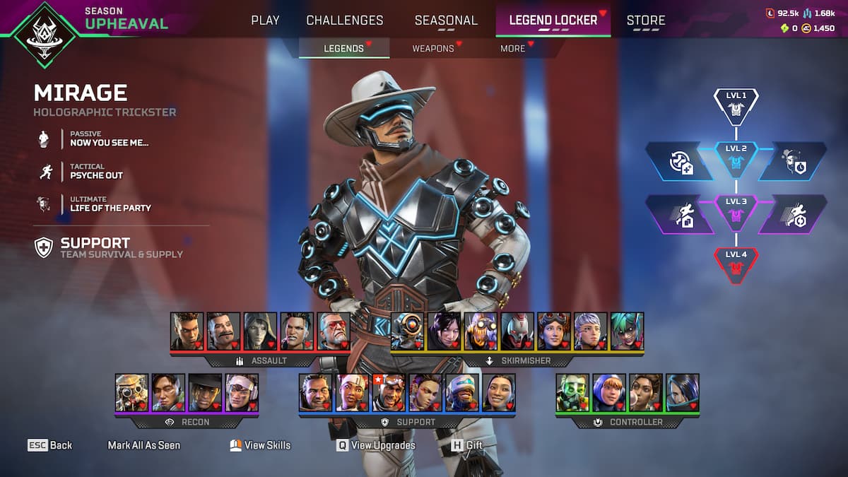 Apex Legends Mirage being viewed on Legend Locker screen