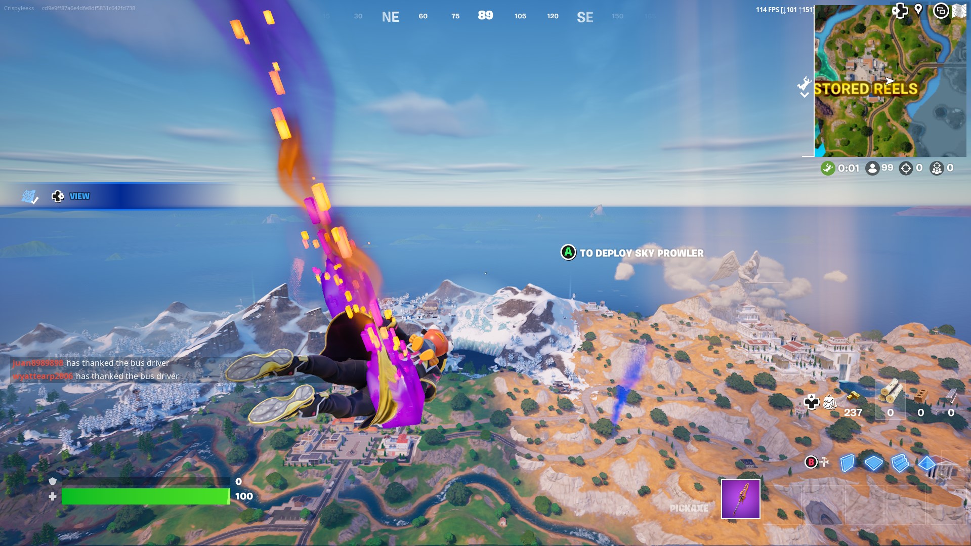 the blue smoke marking chewbacca's location in Fortnite