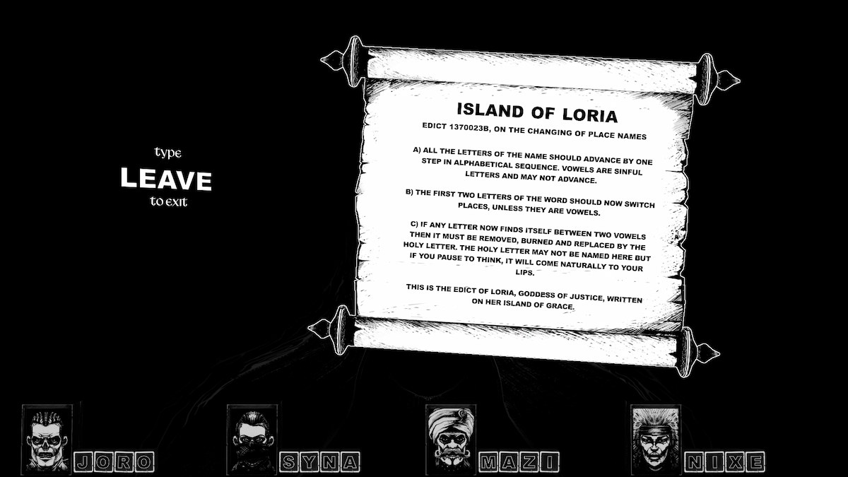 LORIA's scroll in CRYPTMASTER.
