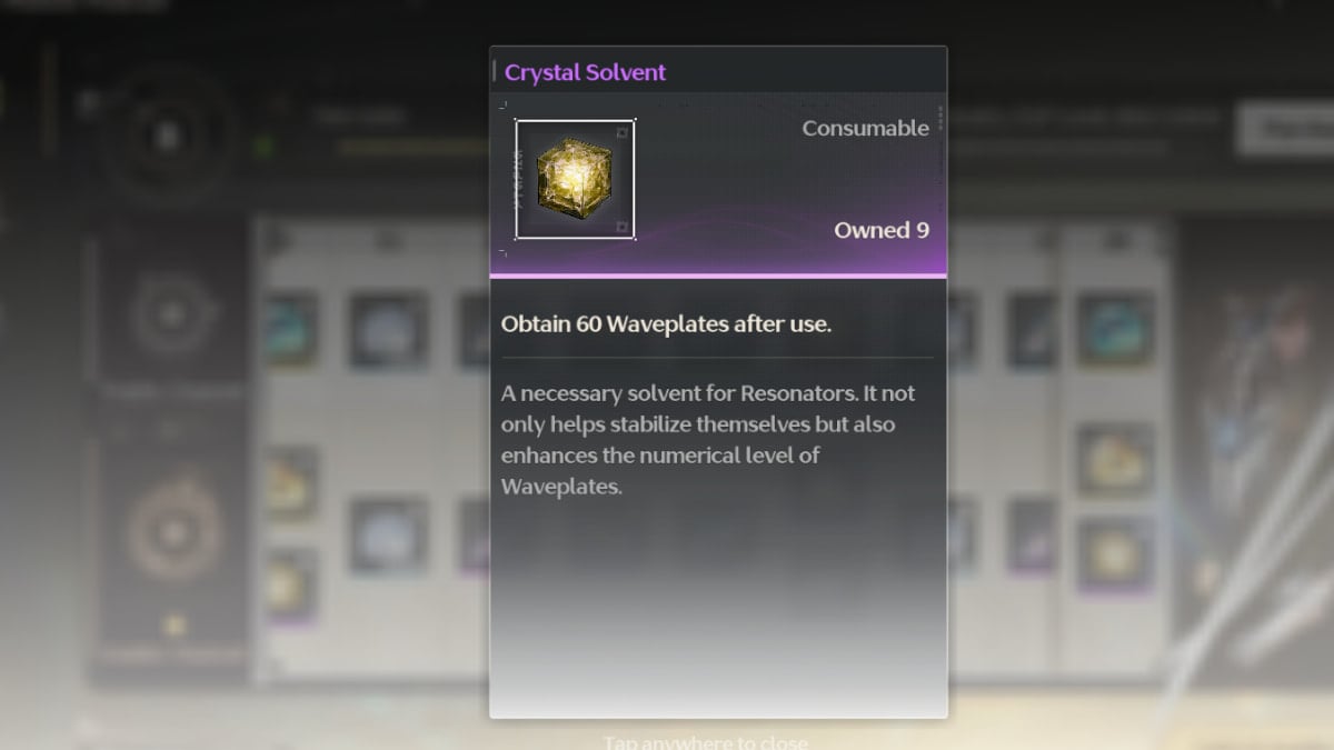 Wuthering Waves Crystal Solvent item description