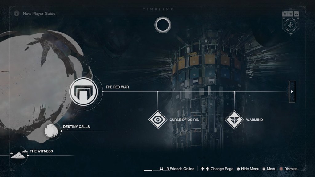 The first part of the timeline in Destiny 2.
