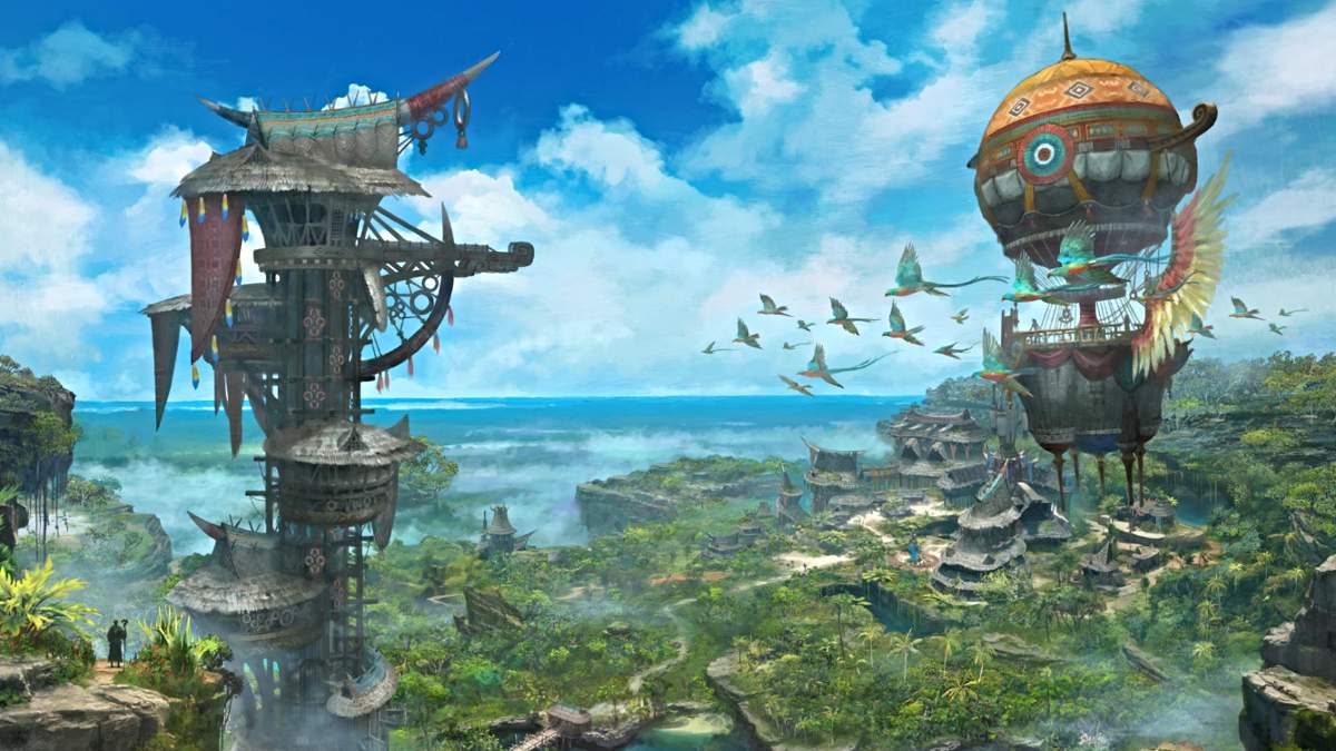 Concept art depicting a tropical area of Tural in Final Fantasy XIV