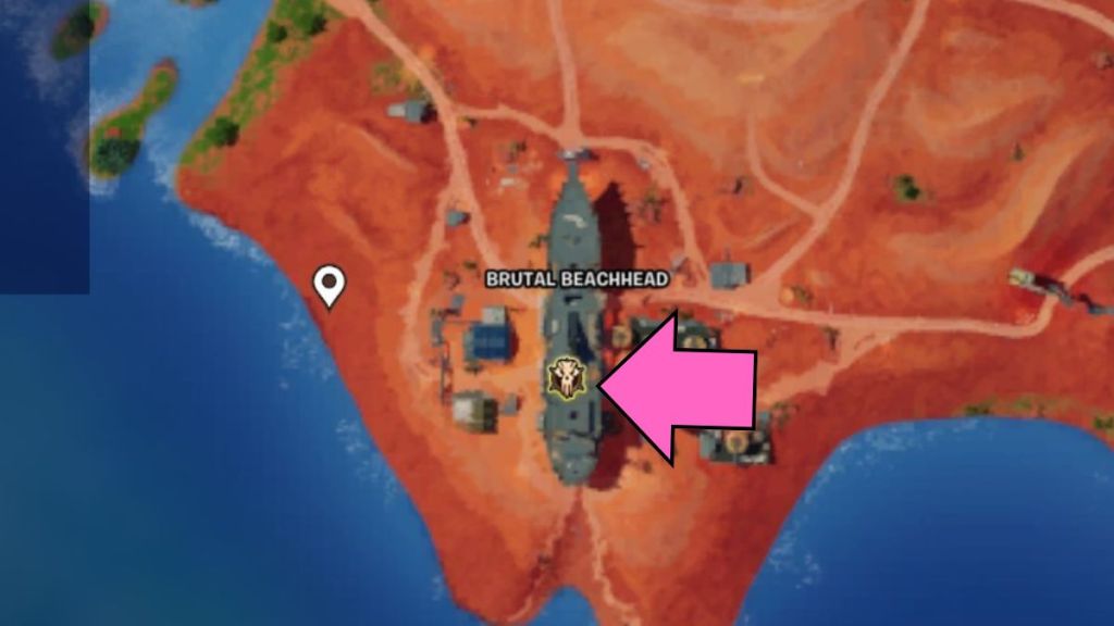 Location of Megalo Don at the Brutal Beachhead in Fortnite Chapter 5 Season 3