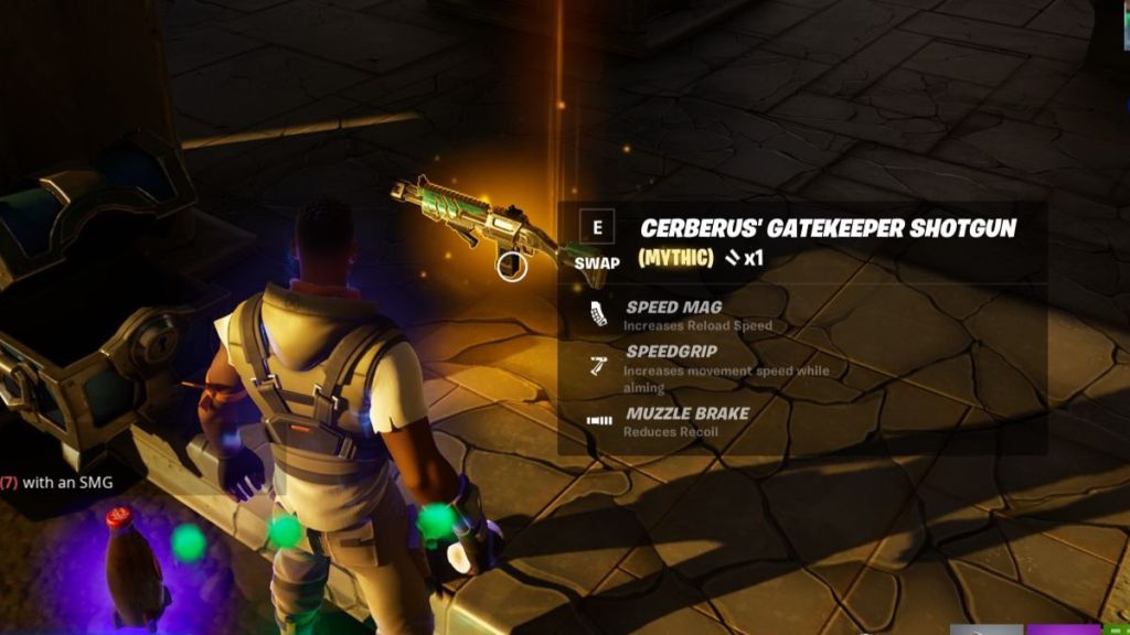 Cerberus' Gatekeeper Shotgun reward after dueling with Cerberus NPC in Fortnite Chapter 5 Season 3