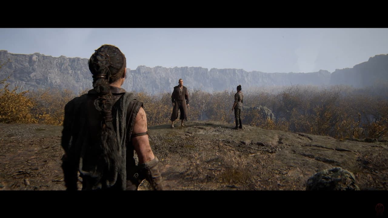 Senua, Astrior and Fargrimr looking over Jarnvior forest in Senua's Saga: Hellblade 2