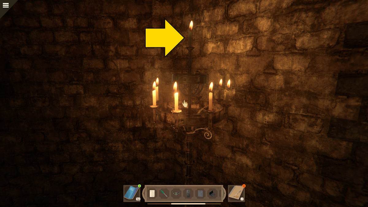 The first secret door candle holder in Nancy Drew: Mystery of the Seven Keys