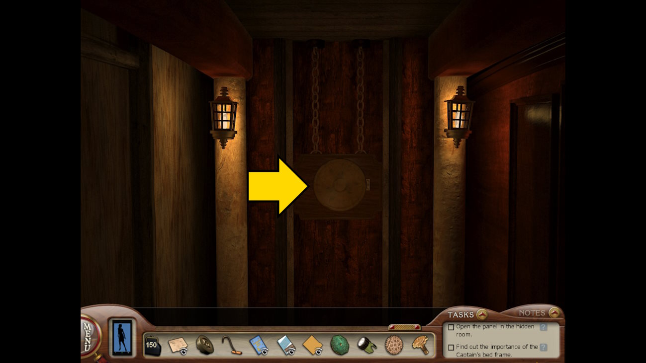 The hold's secret passage puzzle in Nancy Drew: Sea Of Darkness