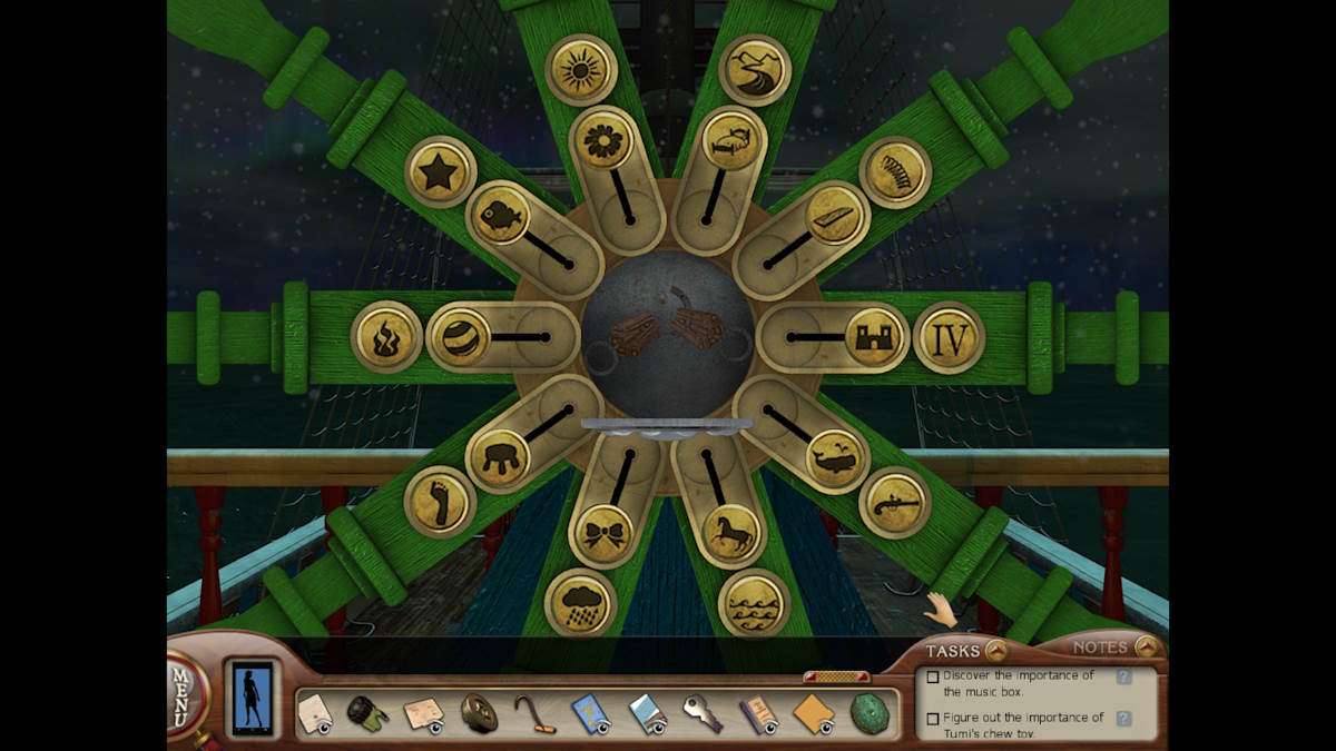 The ship's wheel puzzle solution in Nancy Drew: Sea Of Darkness