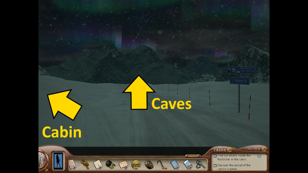 The two snowmobile routes in Nancy Drew: Sea Of Darkness