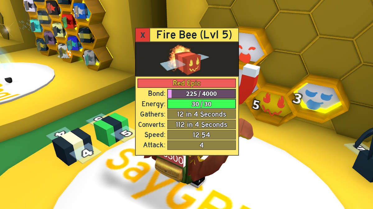 An epic bee in Roblox Bee Swarm Simulator