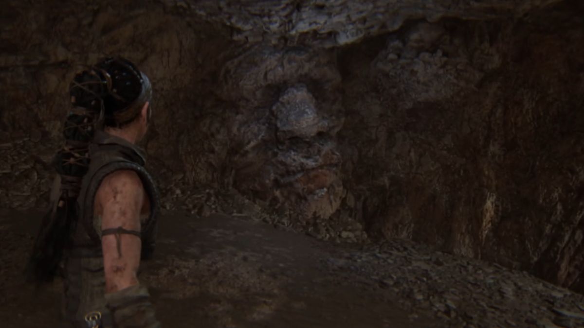 Hidden face in the caves in Senua's Saga