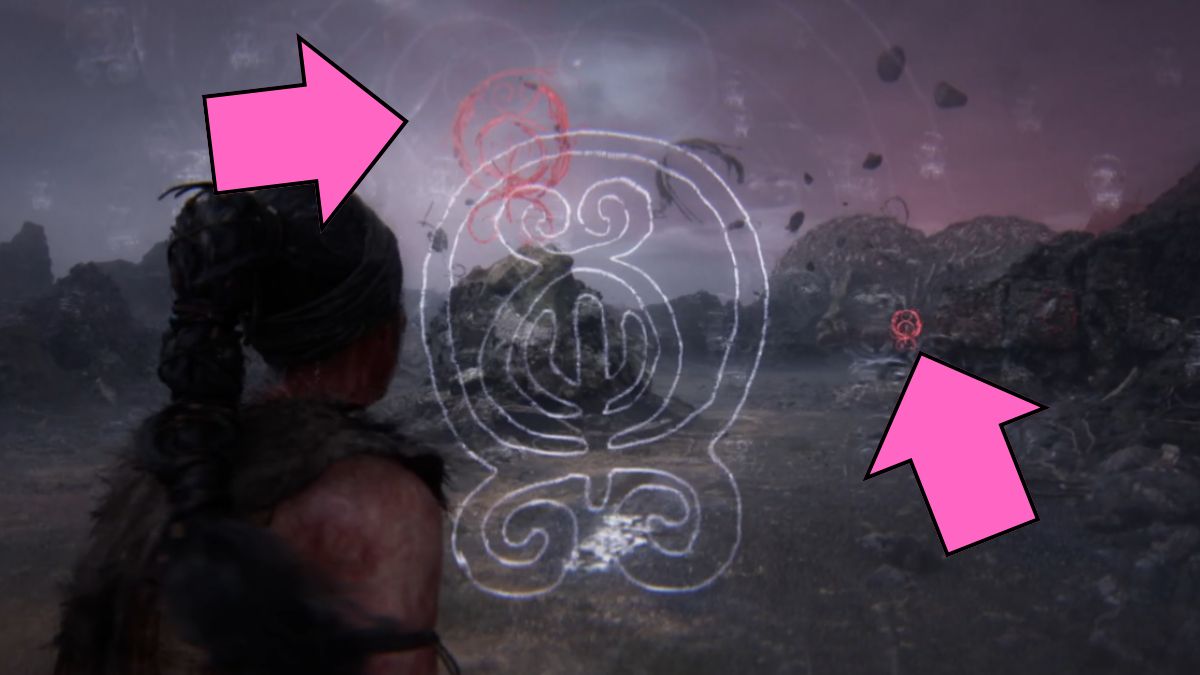 The solution to the first rune door puzzle in chapter one of Senua's Saga: Hellblade II