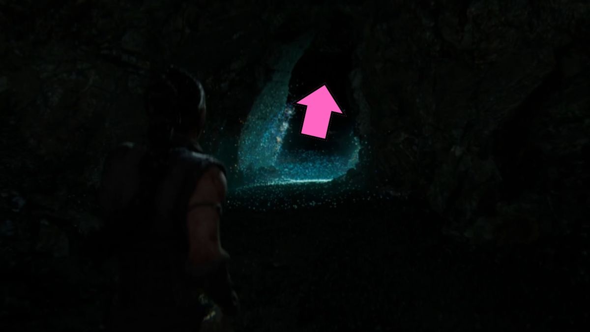 The glittering lights in the darkness of the caves in Senua's Saga