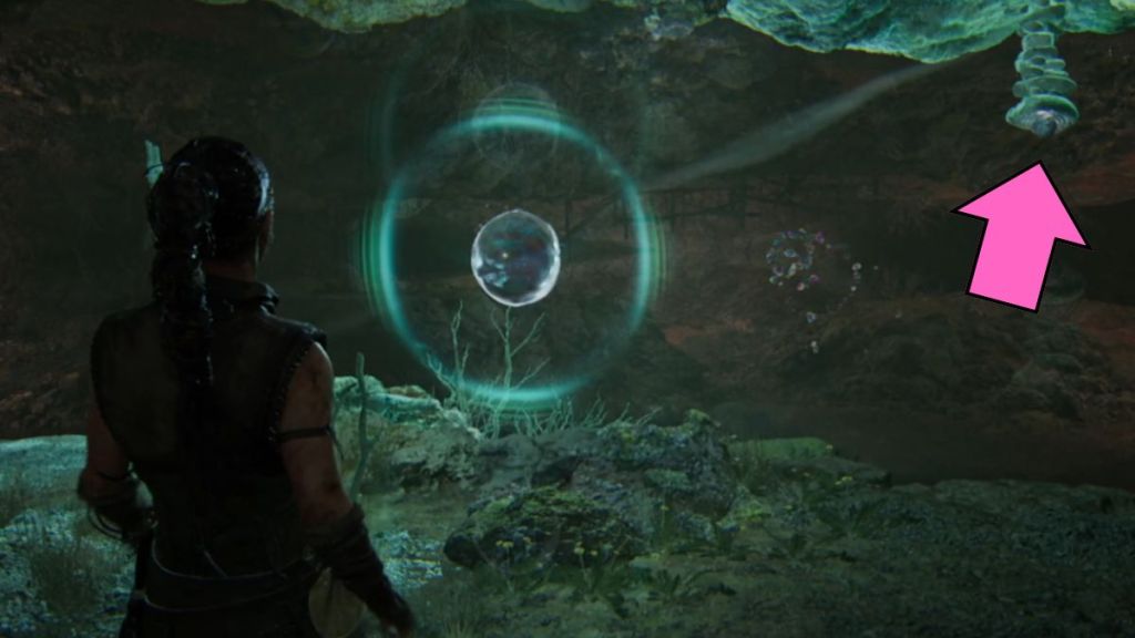 Bubbles to reach the second offering of the second task in Senua's Saga: Hellblade II