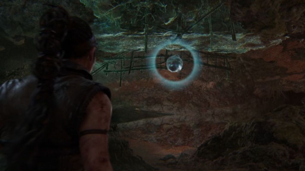 Platform to the third stone offering of the second task in Senua's Saga: Hellblade II