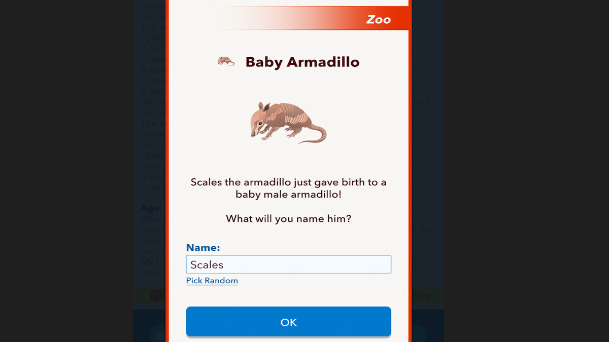 A baby animal in BitLife Zoo