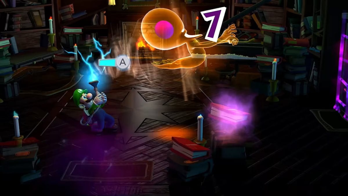 Luigi fighting a ghost in Luigi's Mansion 2 HD