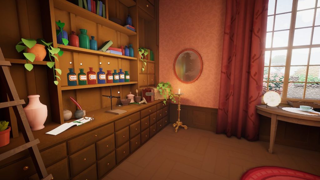 Apothecary shelf in Botany Manor.