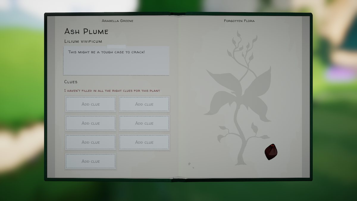 Ash Plume page in Botany Manor. 