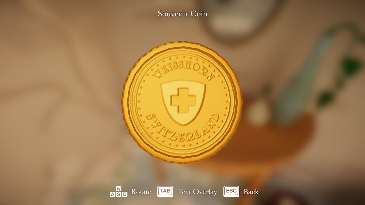 Souvenir coin in Botany Manor.