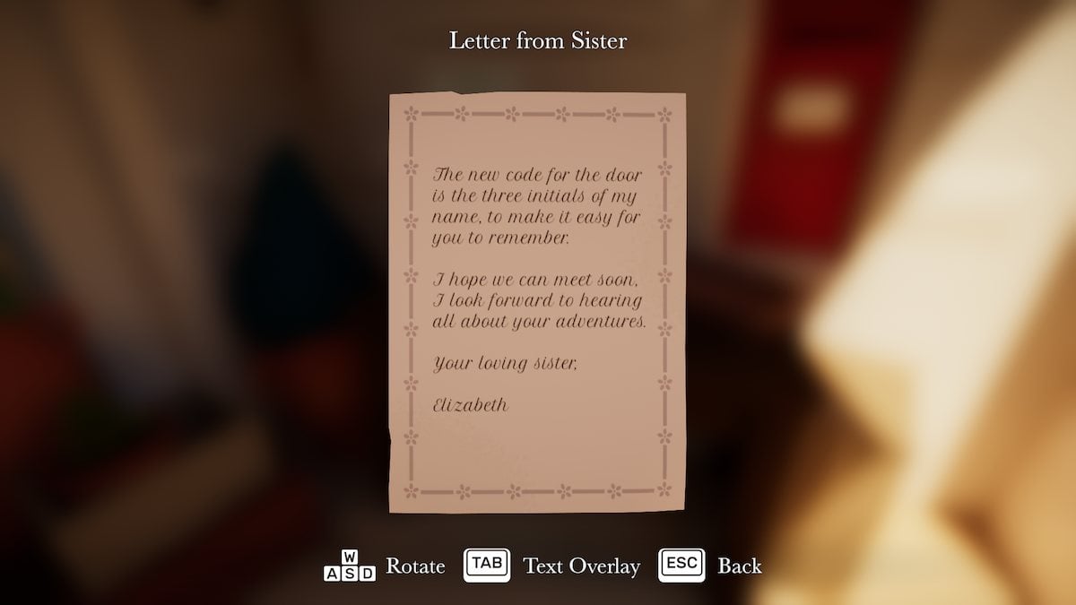 Letter from sister in Botany Manor. 