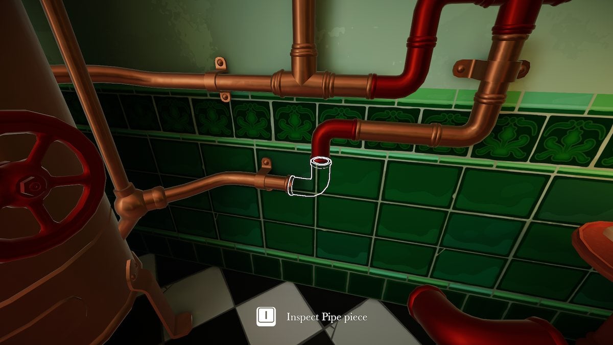 Bathroom pipe puzzle in Botany Manor.