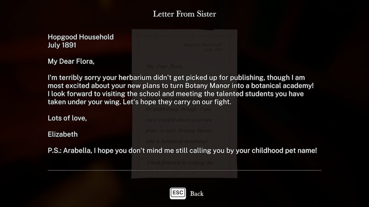 Rejection letter in Botany Manor. 