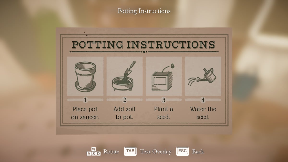 Potting instructions in Botany Manor.