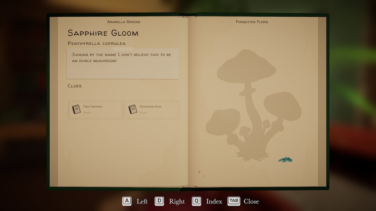 Sapphire Gloom clues in Botany Manor.