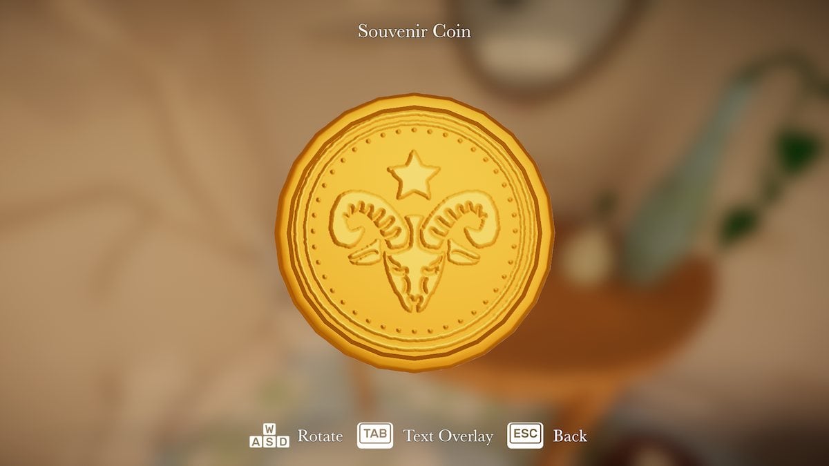 Souvenir coin in Botany Manor.