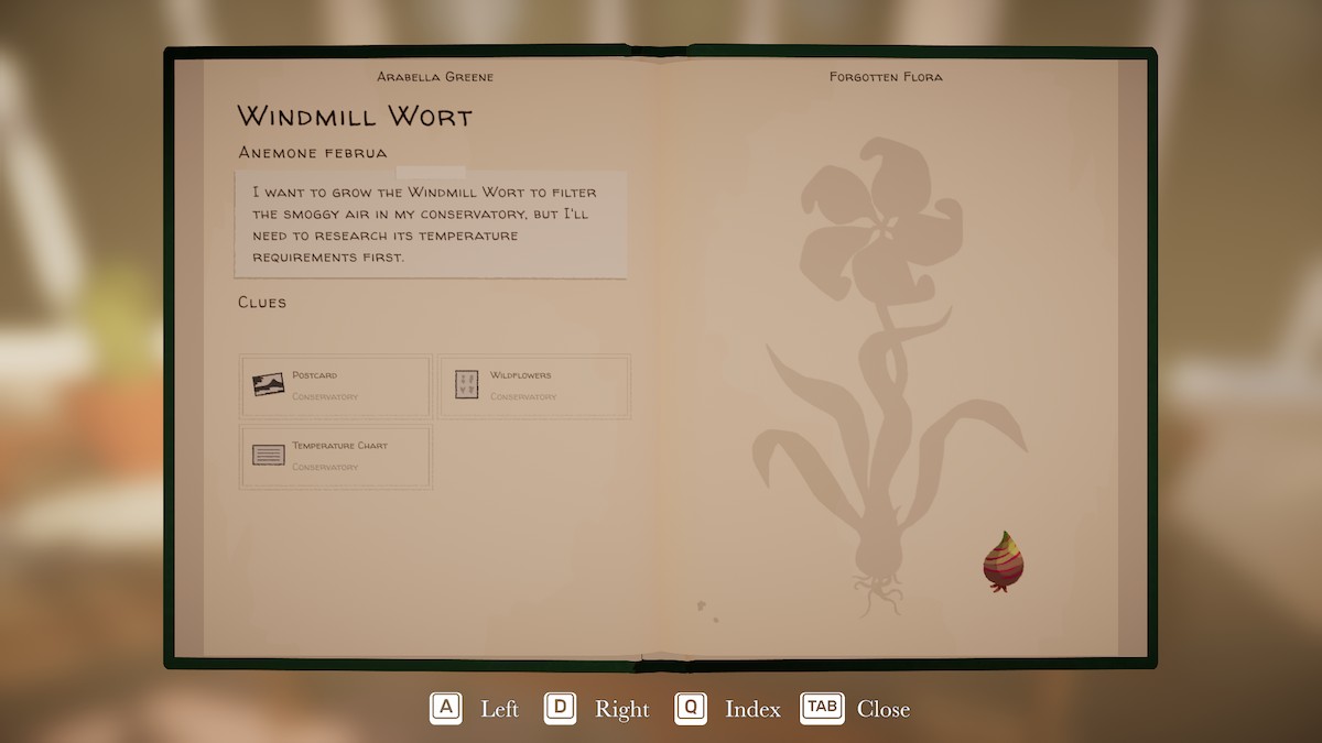 Windmill Wort clues in Botany Manor.