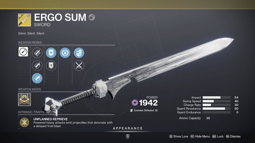 A void roll of Ergo Sum in Destiny 2.