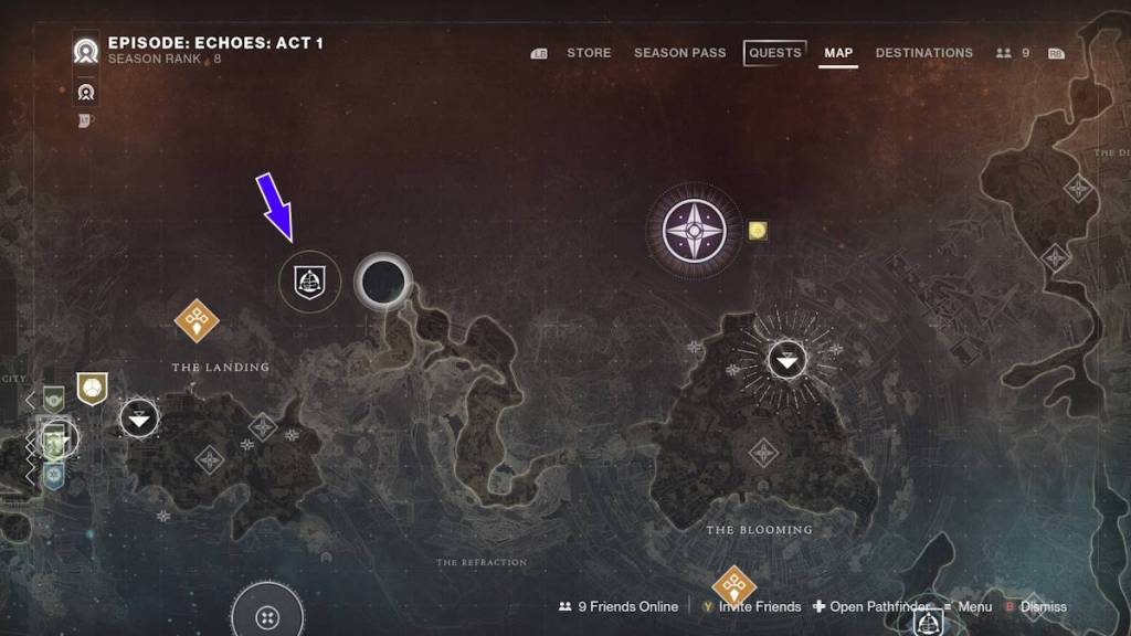 The Light Cave map location in Destiny 2.