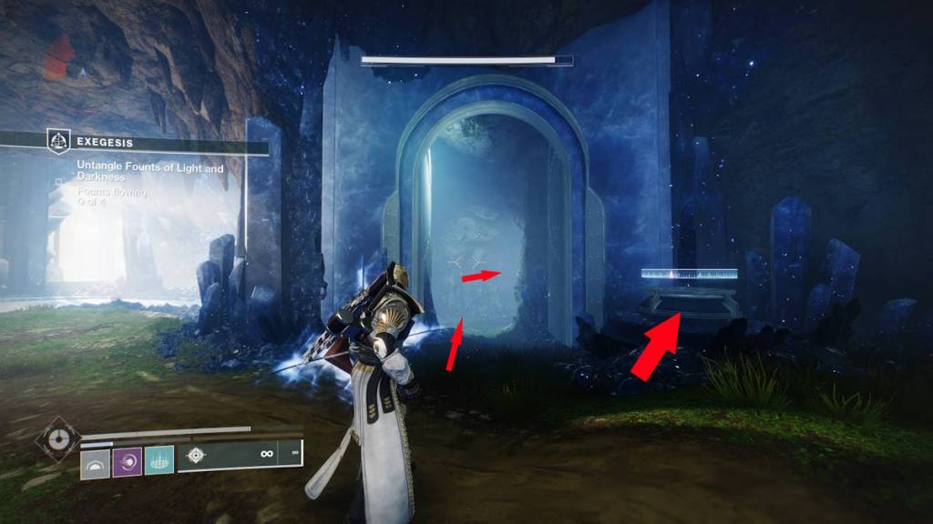 Directions to both the keyhole and the shield in Destiny 2.