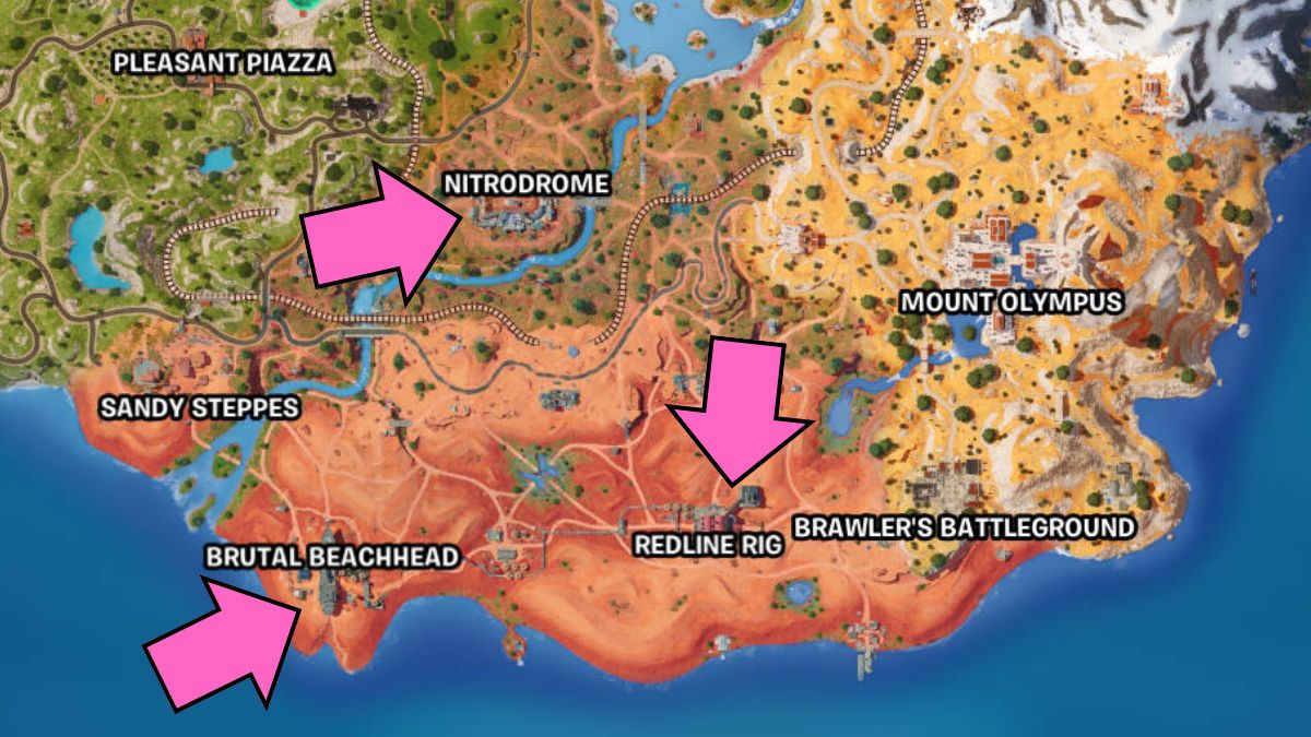 All boss locations map in Fortnite Chapter 5 Season 3